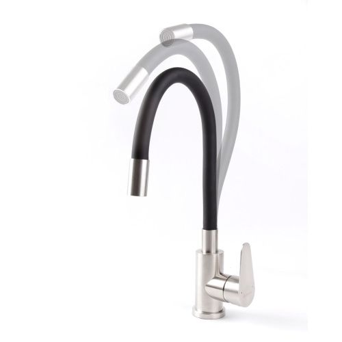 Смеситель для кухни OLIVE'S Olisan ST1010 STEEL с гибким изливом черный