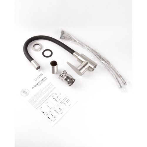 Смеситель для кухни OLIVE'S Olisan ST1010 STEEL с гибким изливом черный