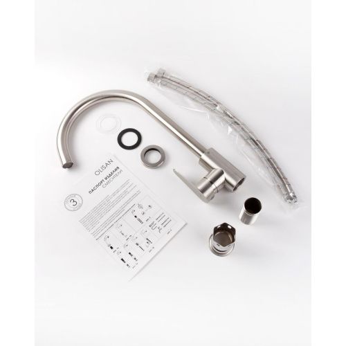 Смеситель для кухни OLIVE'S Olisan ST1007 STEEL из нержавеющей стали