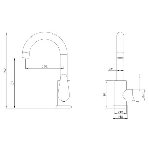 Смеситель для раковины OLIVE'S Olisan ST1002 STEEL из нержавеющей стали