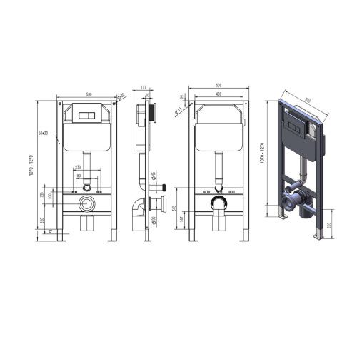 Инсталляция скрытого монтажа D&K DI8050127, 500*117*1270 мм без кнопки