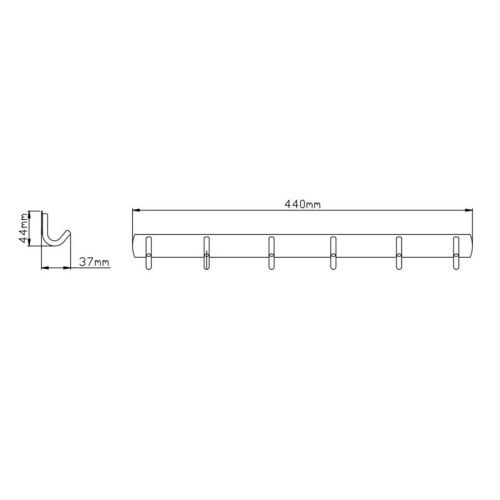 Держатель для полотенец Potato P141-6BL 6 крючков, черный