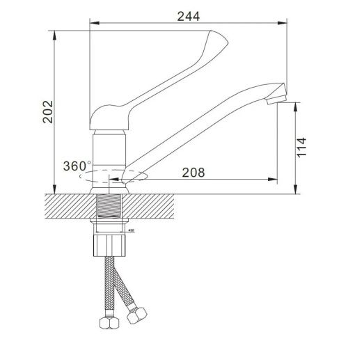 Смеситель для кухни Эверест B49-37 хирургический, длинный излив
