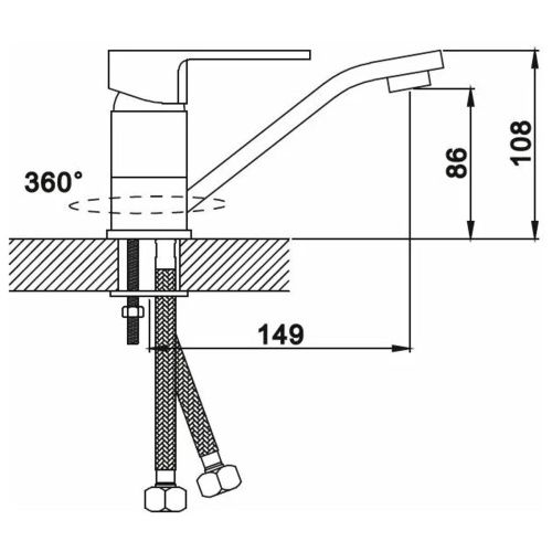 Смеситель для кухни Эверест B45-0277 длинный излив, белый
