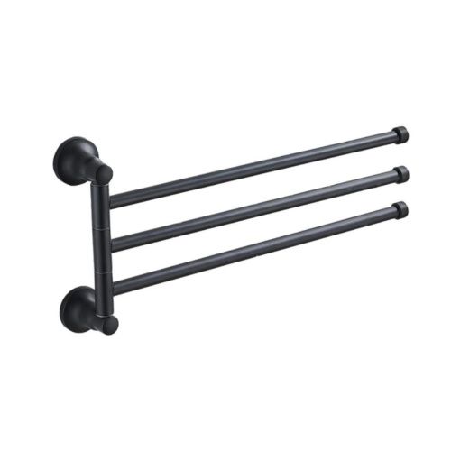 Держатель поворотный для полотенец Potato P1813BL тройной, черный