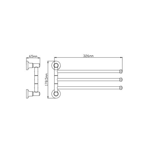 Держатель поворотный для полотенец Potato P1813BL тройной, черный
