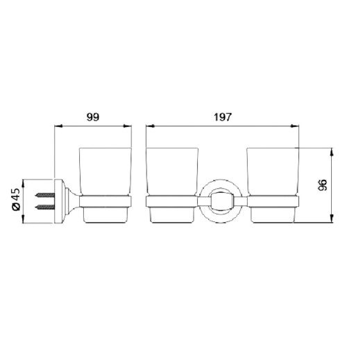Стакан двойной настенный Potato P1808BL черный