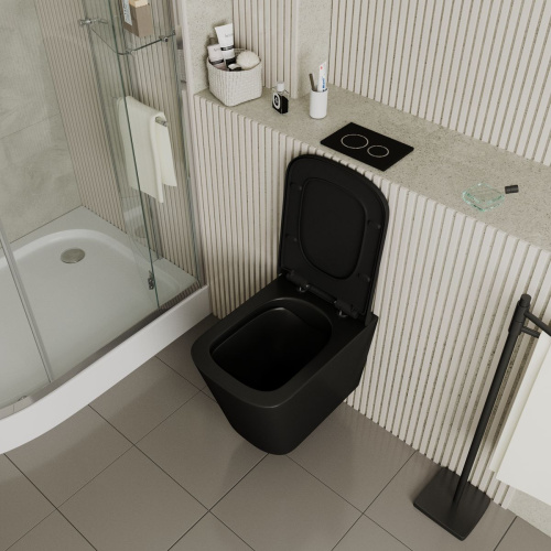 Унитаз подвесной безободковый D&K Berlin DT1436025, 490*340*350 мм, сиденье микролифт, черный