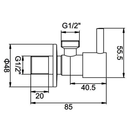 Кран угловой LEDEME LH507B-1/2 нержавеющая сталь 1/2