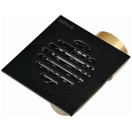 Трап для душа GERHANS K80510B-10 черный c горизонтальным выходом сухой затвор 100х100 мм