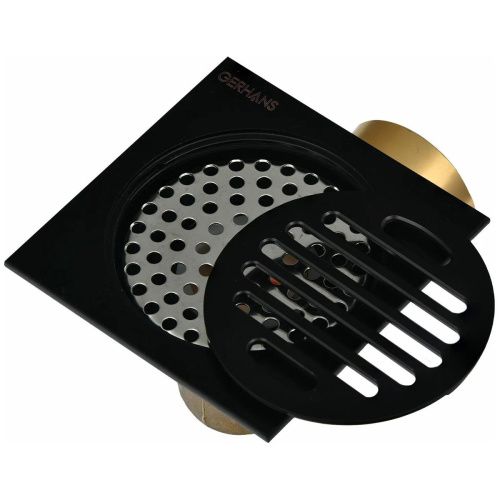 Трап для душа GERHANS K80510B-10 черный c горизонтальным выходом сухой затвор 100х100 мм