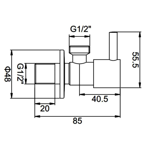 Кран угловой LEDEME LH507-1/2 нержавеющая сталь 1/2