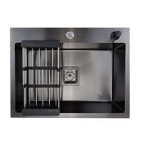 Мойка для кухни врезная Агата B5044-AS графит из нержавеющей стали, 50*44 см с сифоном, коландером, дозатором