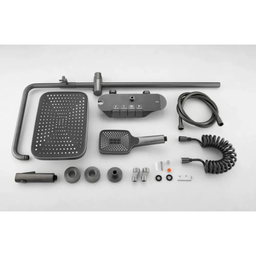 Душевая система Dikalan AL9076-G верхний душ, 4 функции, серый матовый