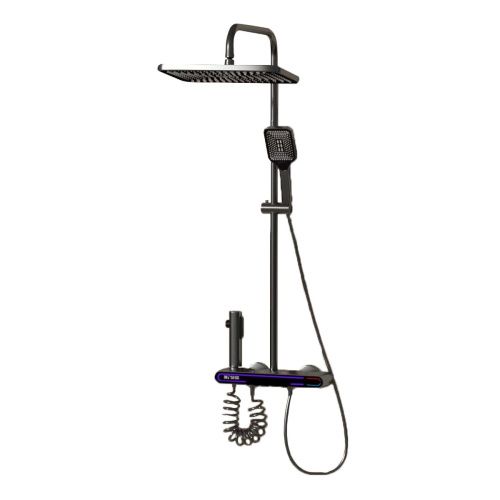 Душевая система Dikalan D99088-G встроенный излив, верхний душ, 2 лейки, серый, с LED-дисплеем