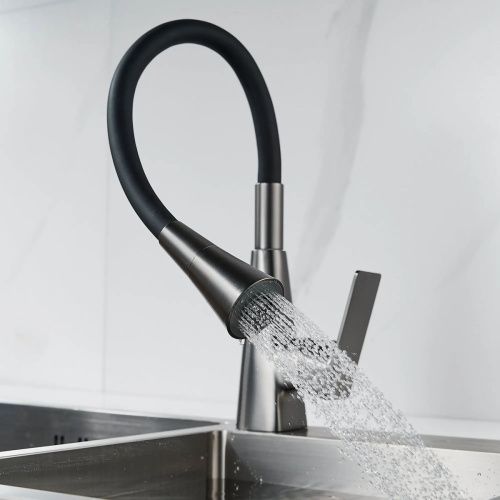 Смеситель для кухни Shevanik S543T-3 гибкий излив, оружейная сталь