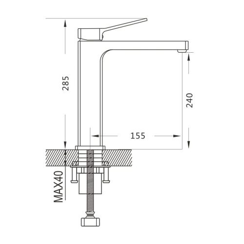 Смеситель для раковины Shevanik S9911T оружейная сталь