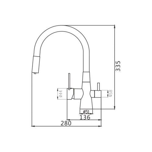 Смеситель для кухни Shevanik S668E с гибким изливом и подключением фильтра, белый/золото
