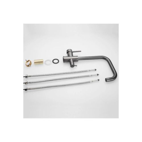 Смеситель для кухни Shevanik S228T с подключением фильтра питьевой воды, оружейная сталь