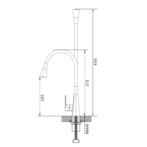 Смеситель для кухни Shevanik S543H-3 гибкий излив, черный
