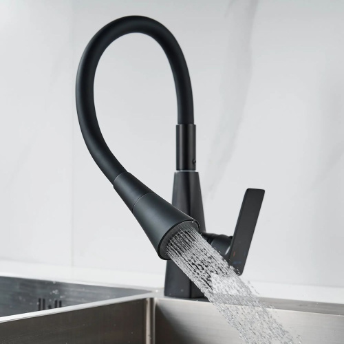 Смеситель для кухни Shevanik S543H-3 гибкий излив, черный