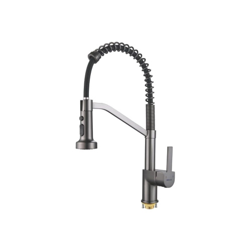 Смеситель для кухни Shevanik S963T гибкий излив, оружейная сталь