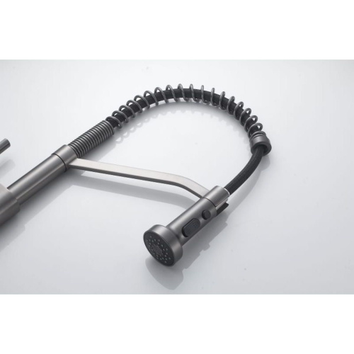 Смеситель для кухни Shevanik S963T гибкий излив, оружейная сталь