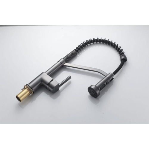 Смеситель для кухни Shevanik S963T гибкий излив, оружейная сталь