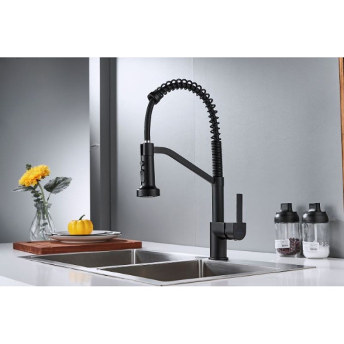 Смеситель для кухни Shevanik S963H гибкий излив, черный