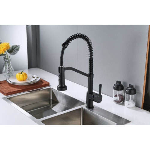 Смеситель для кухни Shevanik S963H гибкий излив, черный