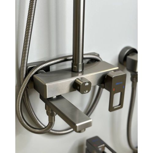 Душевая система Shevanik S8236T оружейная сталь