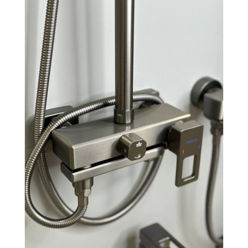 Душевая система Shevanik S8236T оружейная сталь