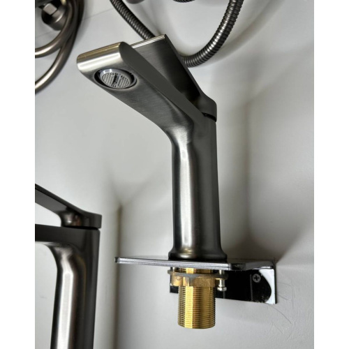 Смеситель для раковины Shevanik S8301T оружейная сталь