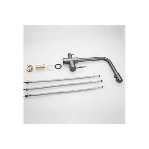 Смеситель для кухни Shevanik S328T с подключением фильтра питьевой воды, оружейная сталь