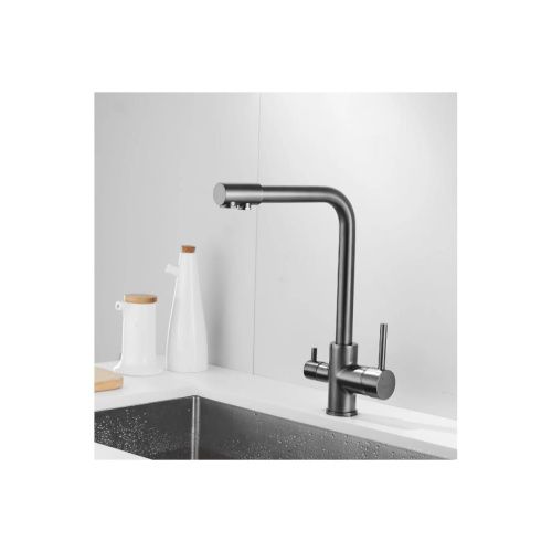 Смеситель для кухни Shevanik S328T с подключением фильтра питьевой воды, оружейная сталь