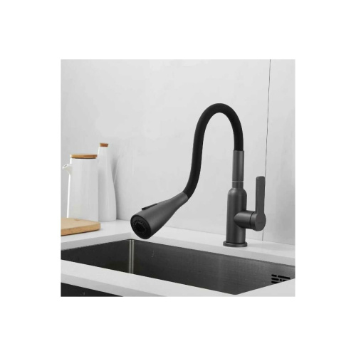 Смеситель для кухни Shevanik S843T-3 с гибким изливом, с лейкой, оружейная сталь