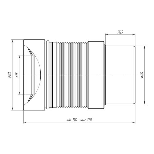 Гофра для унитаза АНИ Пласт K821 D-110 мм, L-190-370 мм