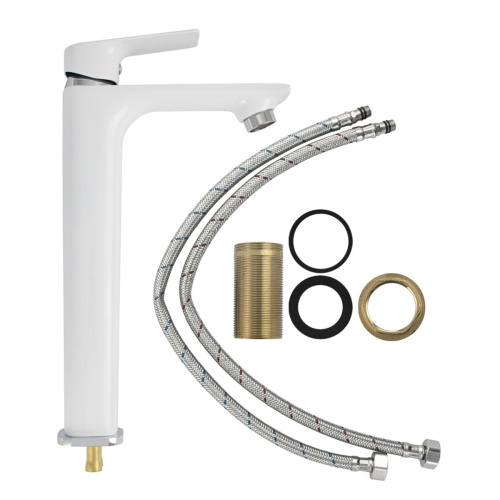 Смеситель для накладной раковины MAGNUS 8406 белый с хромом