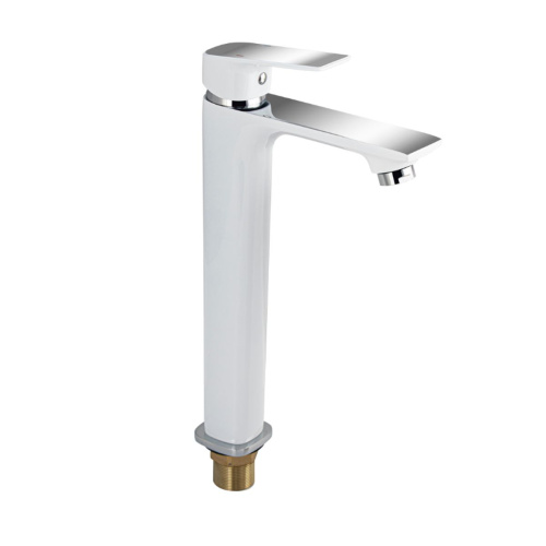 Смеситель для накладной раковины MAGNUS 8406 белый с хромом