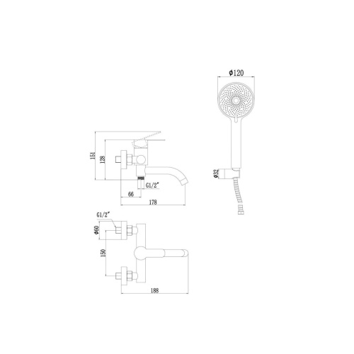 Смеситель для ванны Fmark с лейкой FS8206Q
