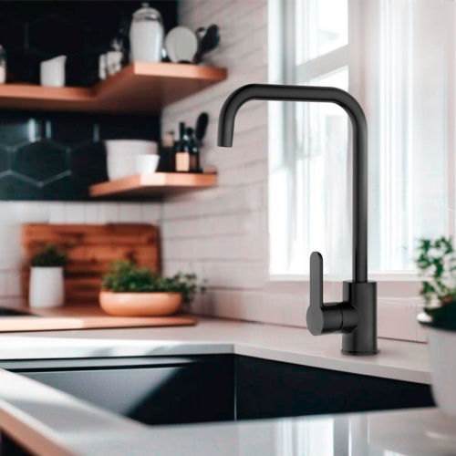 Смеситель для кухни GROSS AQUA 3208298MB Ecochrome ABS-пластик, черный высокий излив