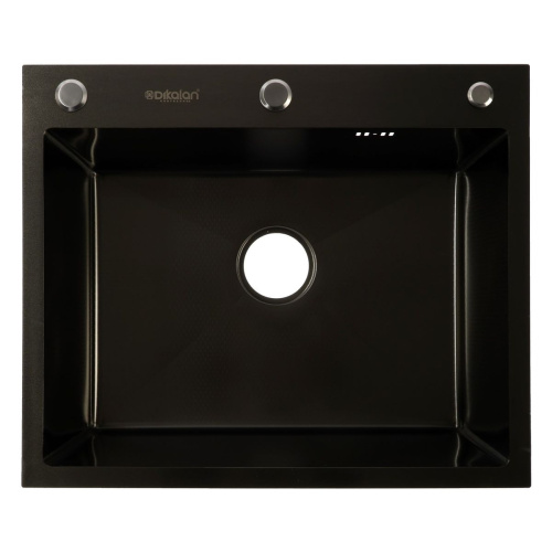 Мойка для кухни врезная Dikalan KN605008 графит из нержавеющей стали, 60*50 см с сифоном, каландером, дозатором