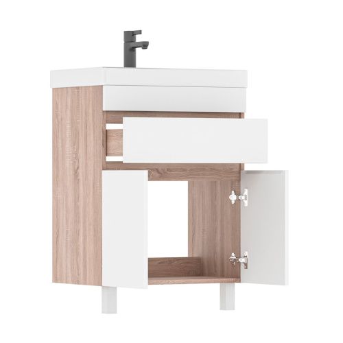 Тумба для ванны напольная Conty 60.2D.1Y tnCNT60.2D.1Y-01 2 двери, 1 ящик с раковиной Lake 60