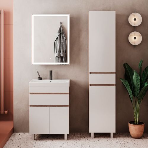 Тумба для ванны напольная Conty 60.2D.1Y tnCNT60.2D.1Y-01 2 двери, 1 ящик с раковиной Lake 60