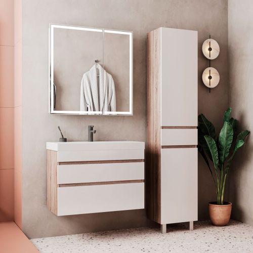 Тумба для ванны подвесная Conty 80.2Y tpCNT80.2Y-01 2 ящика с раковиной Lake 80