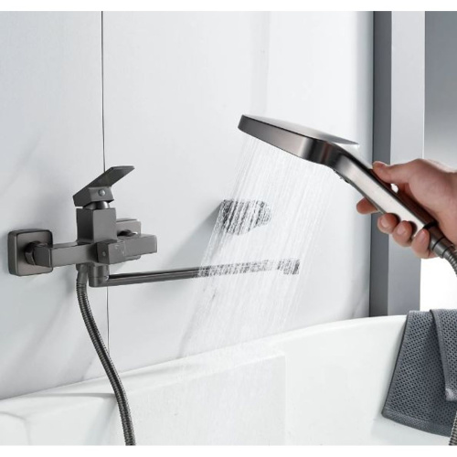 Смеситель для ванны Shevanik S9622T с изливом 35 см, оружейная сталь