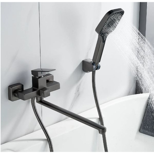 Смеситель для ванны Shevanik S9622T с изливом 35 см, оружейная сталь