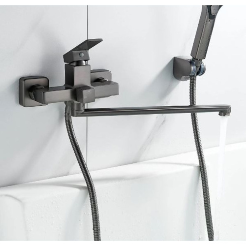 Смеситель для ванны Shevanik S9622T с изливом 35 см, оружейная сталь