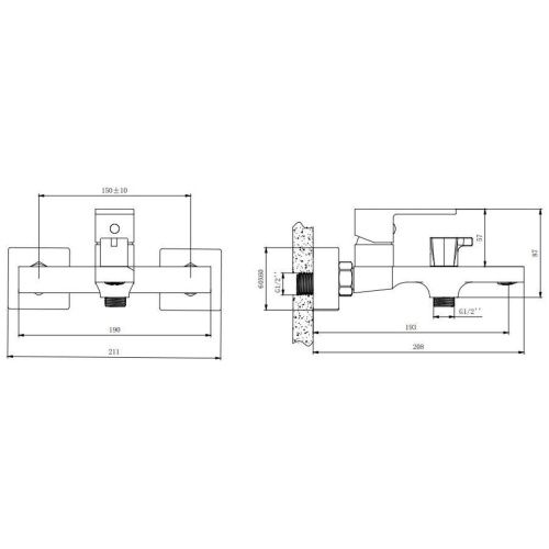 Смеситель для ванны Knotlor Stable KN-22/GM  коротким изливом, вороненая сталь