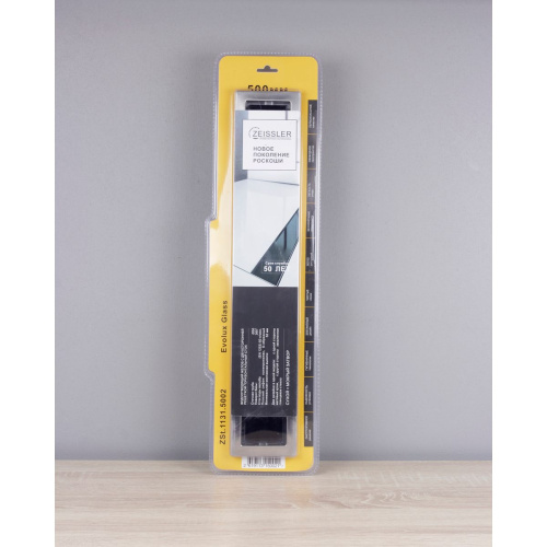 Желоб водоотводящий 500х70 мм TIM ZSt.1131.5002 Evolux Glass, с двухсторонней решеткой, черное глянцевое стекло, вращения 360° (1/4)